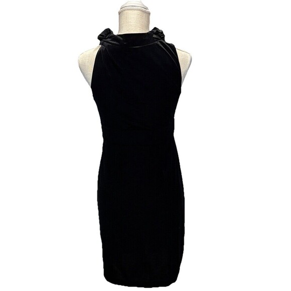 Dress Barn Collection Black Velvet Dress Sz 6 Sleeveless Ruffle V Neck Cocktail - Picture 3 of 11